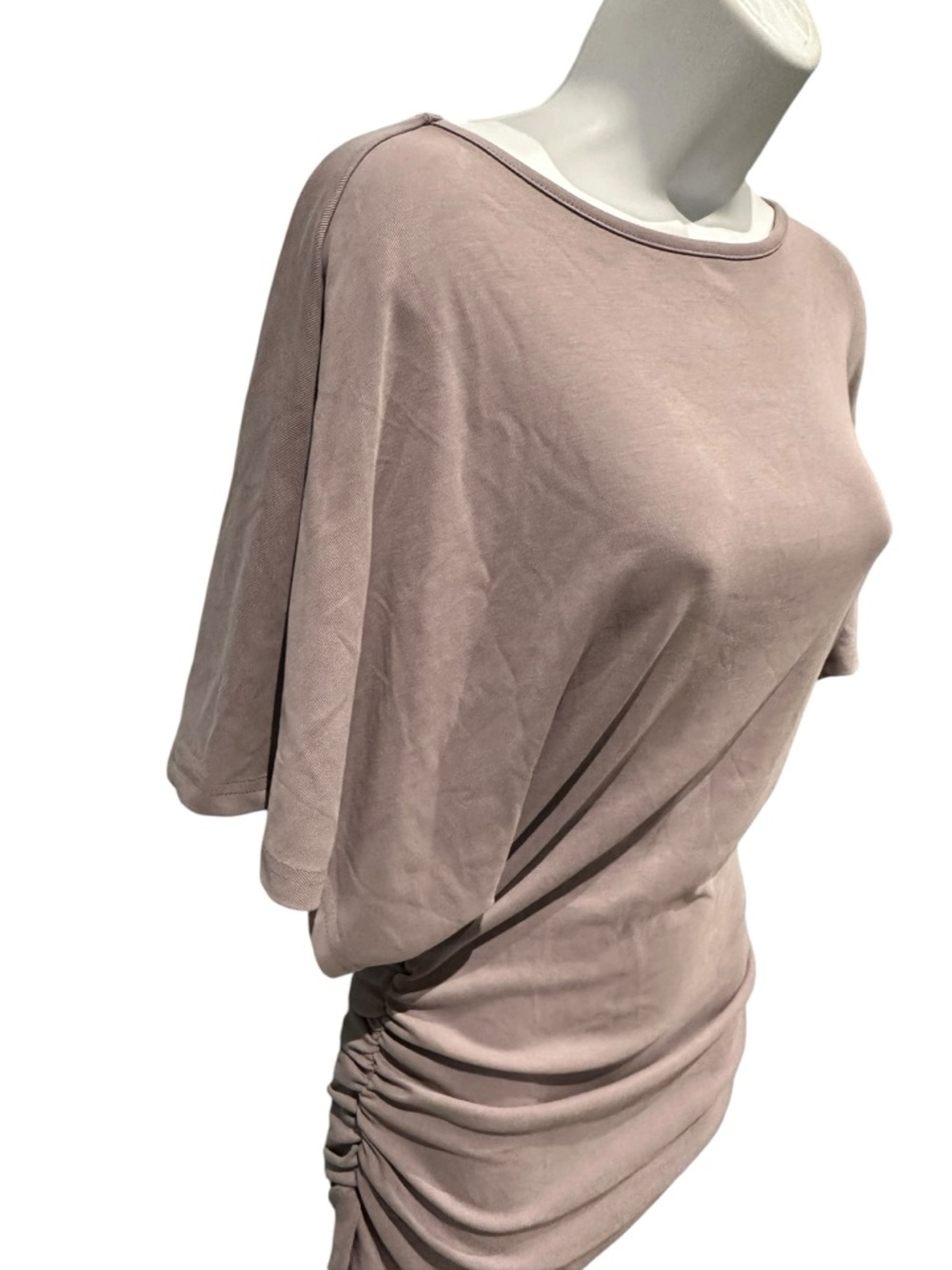 OGL | Sandwashed Effortless Boatneck Batwing Sleeve Side Ruched Top Purple Fog L - Picture 8 of 16